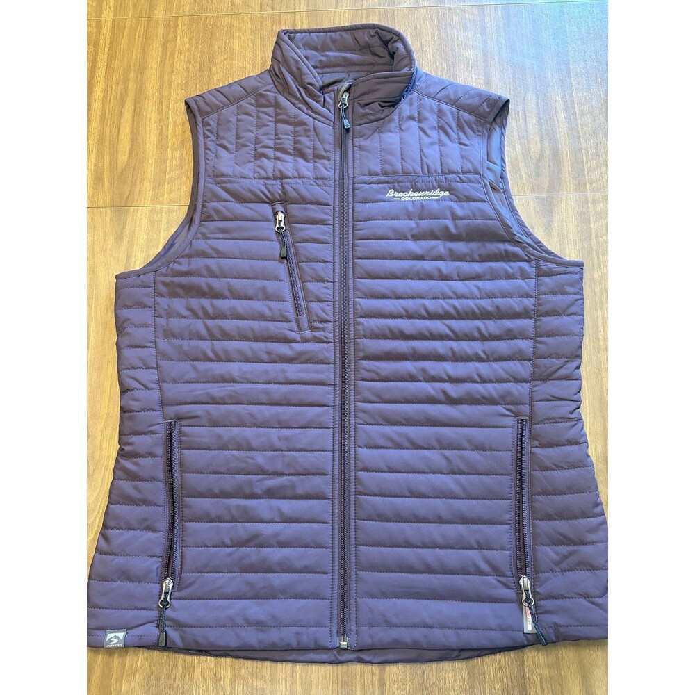 Breckenridge Colorado Mini Puffer Vest Full Zip Purple Womens Sz L